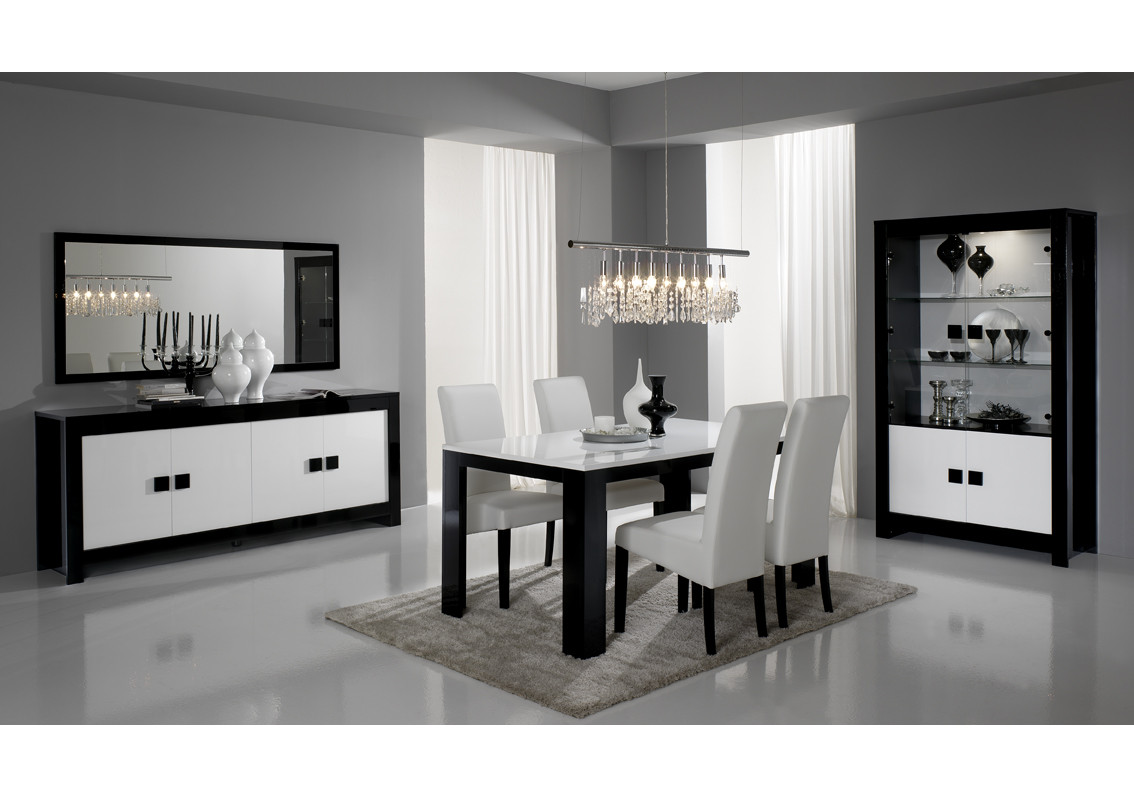 Meuble tv chess noir/blanc laqué
