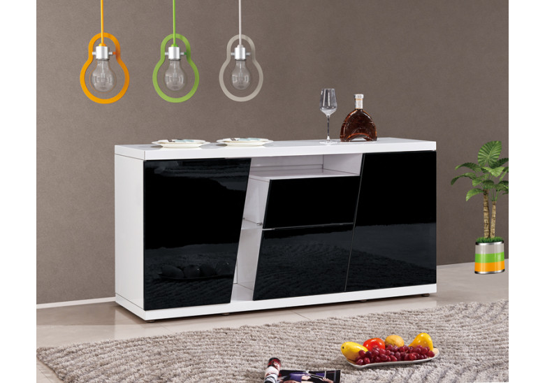 Buffet VENDOME 2 portes 2 tiroirs laqué noir et blanc Buffet VENDOME 2 portes 2 tiroirs laqué noir et blanc