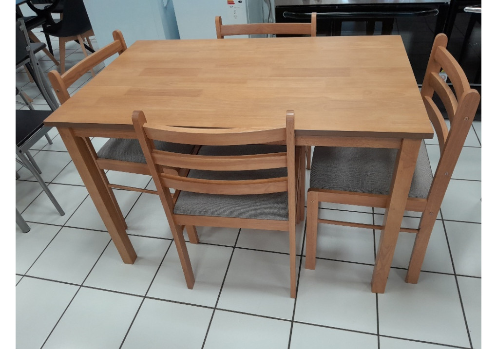 Ensemble Table + 4 Chaises Salle à Manger, Bois Beige (lot De 5) 🪑🪵