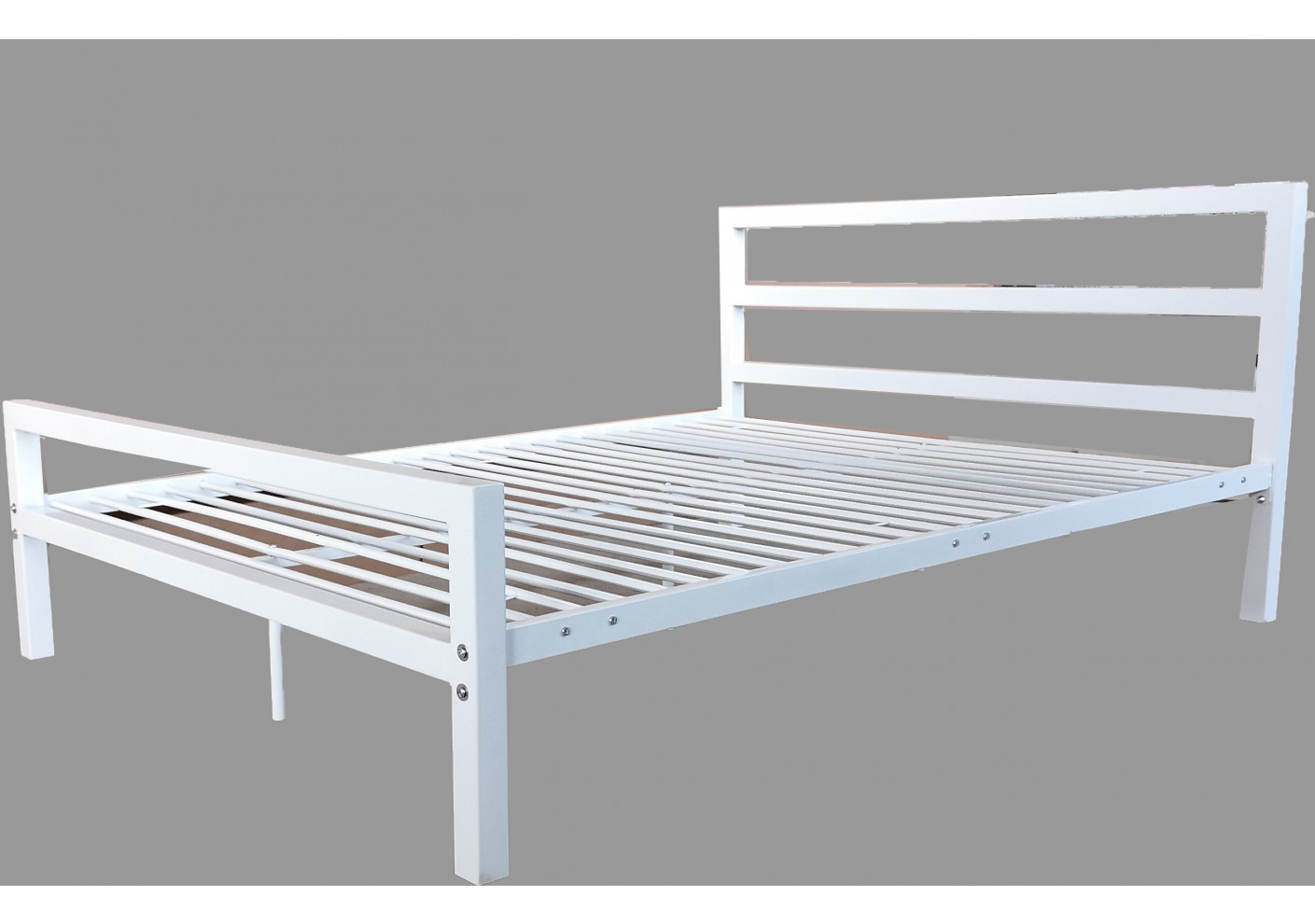 lit 140x190 divana metal blanc avec sommier metal