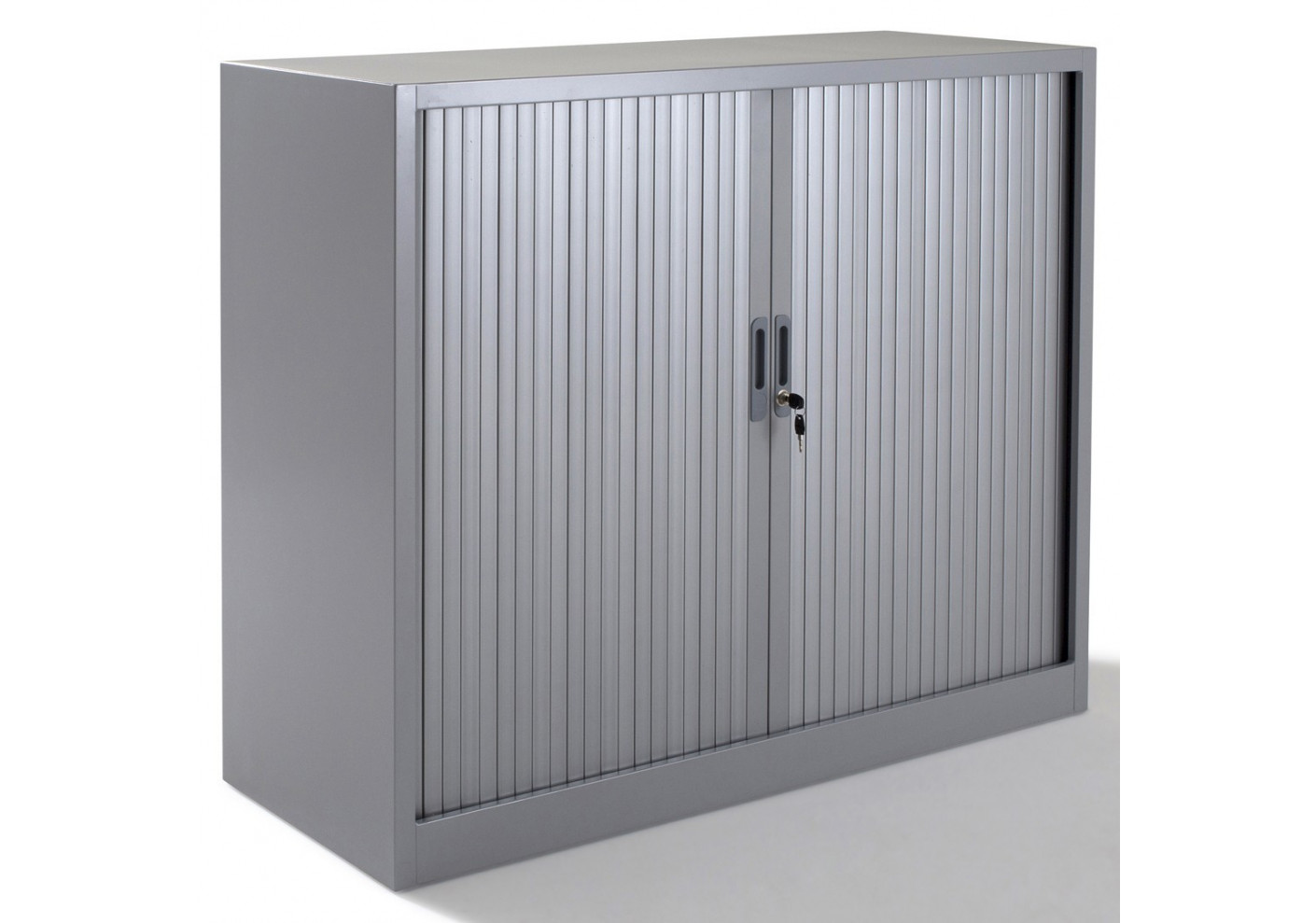 Armoire métal basse à rideaux L120 H100 cm coloris gris