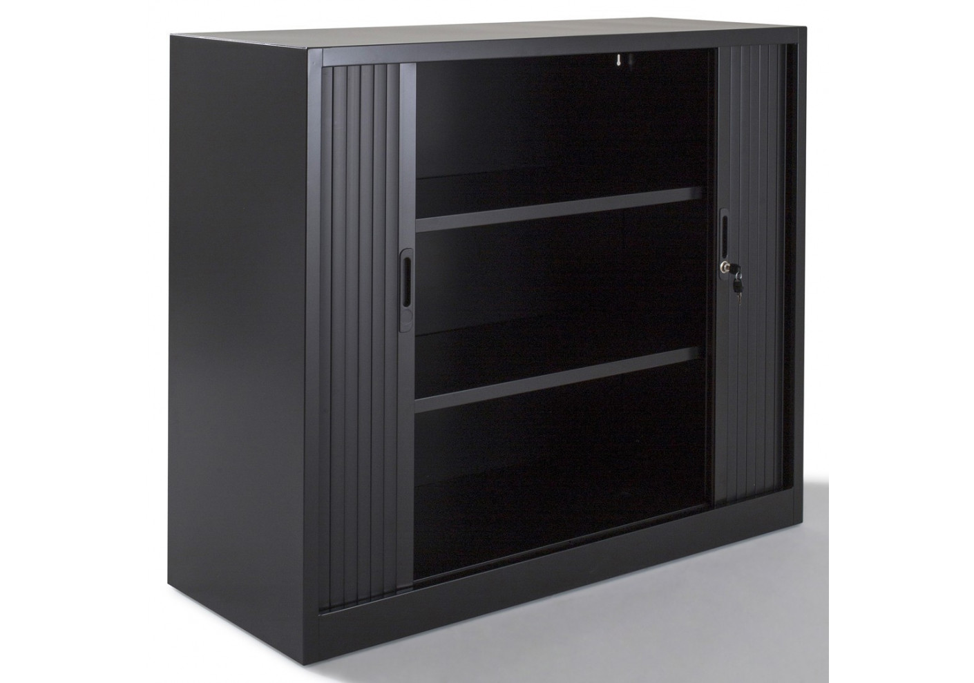 Armoire métal basse à rideaux L120 H100 cm coloris noir