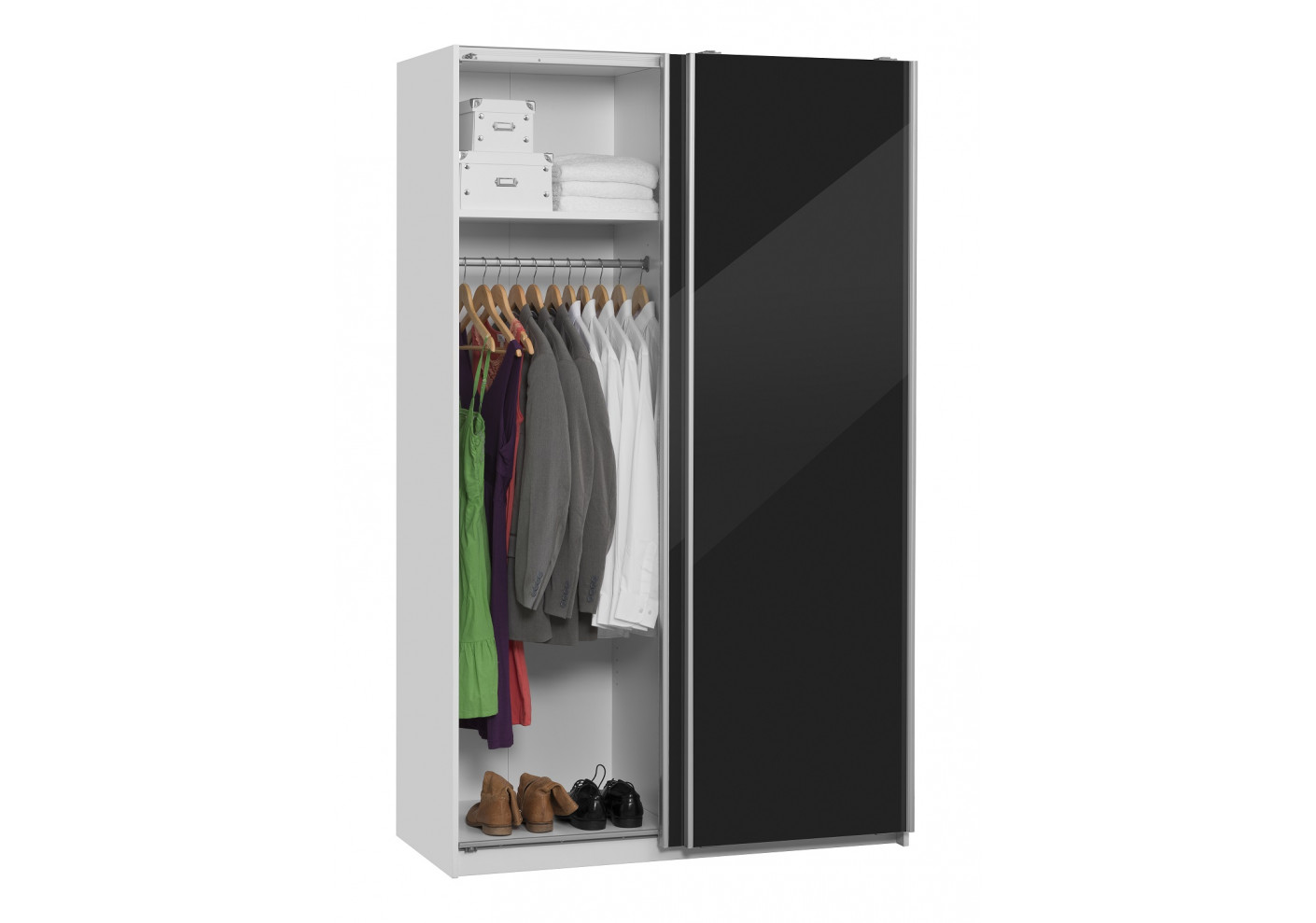 Armoire Olga 2 Portes Coulissantes Laquee Noire Armoires Rangement