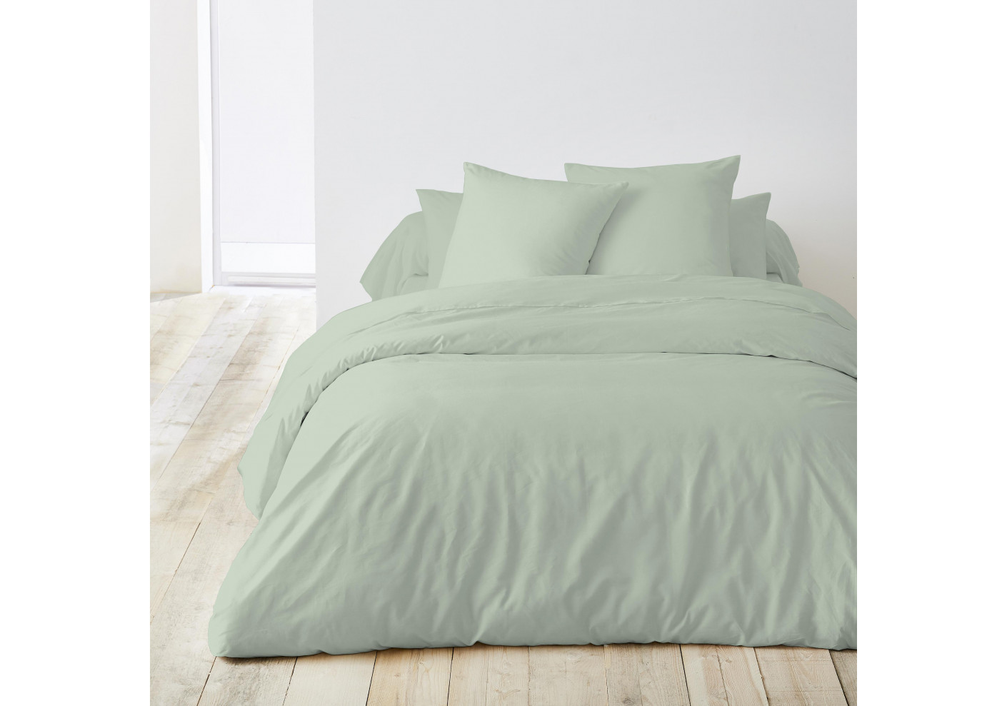 DRAPS PLAT 270x300cm COTON BIO coloris vert amande