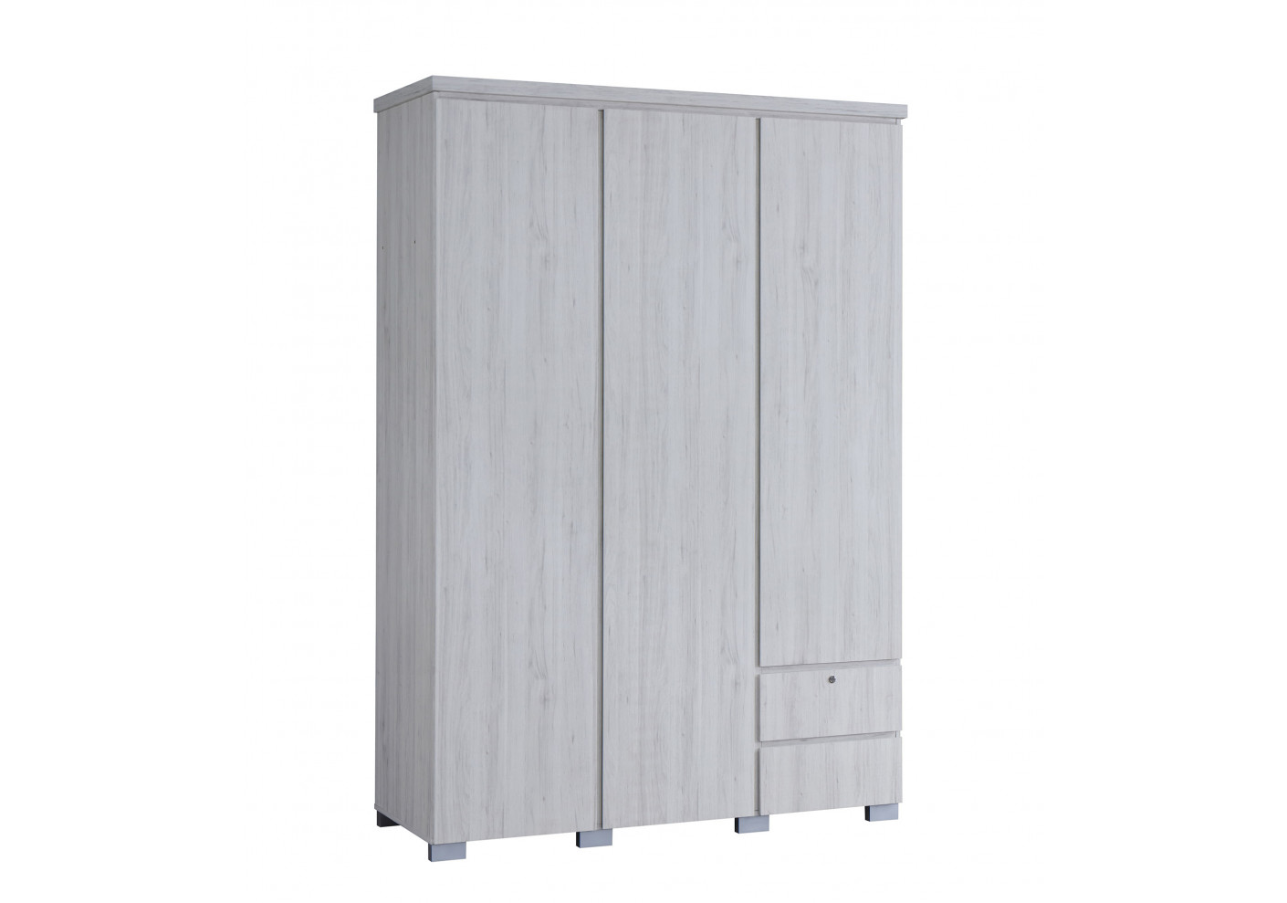 Armoire 3 Portes 2 Tiroirs Alba Chene Clair