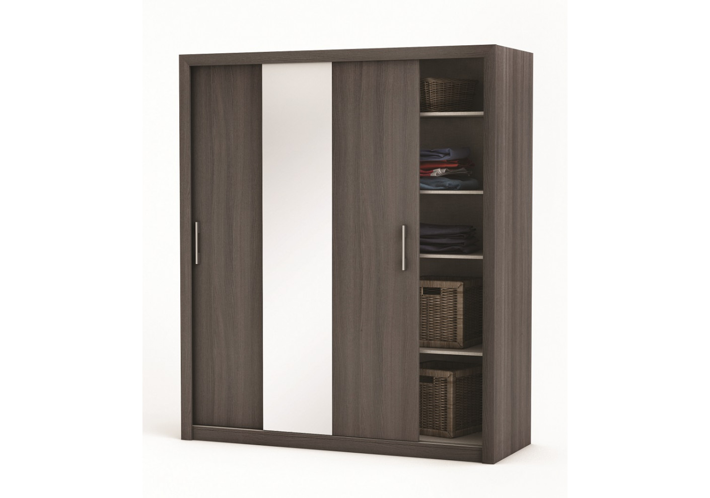 Armoire 2 Portes Coulissantes Miroir Pretty Chene Vulcano