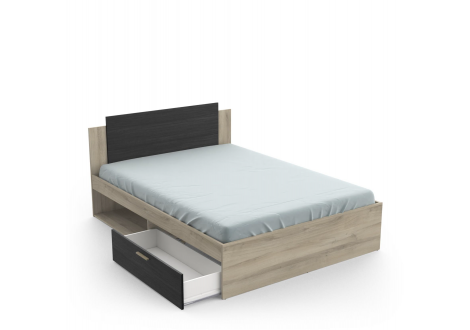 Lit 160 CITY  + 1 tiroir chêne kronberg/noir