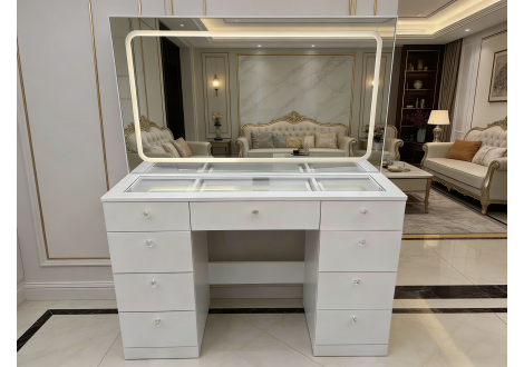 Coiffeuse MYLENE blanc avec miroir