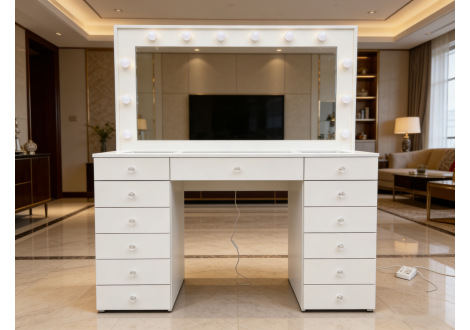 Coiffeuse ANGELE blanc avec miroir