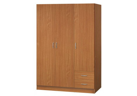 Armoire FOCUS 3 portes 2 tiroirs cerisier