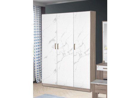 Armoire ZOE 3 portes chene doré et marbre