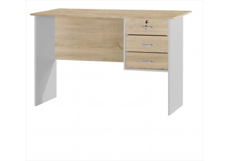 Bureau STUDY 3 tirois chêne doré et blanc