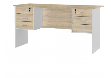 Bureau STUDY 6 tirois chêne doré et blanc