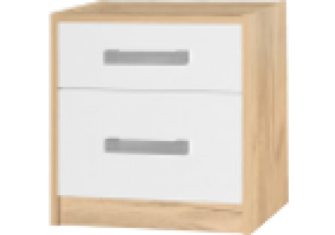 chevet BALI 2 tiroirs chêne dorée et blanc