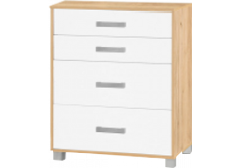 Commode BALI 4 tiroirs chêne dorée et blanc