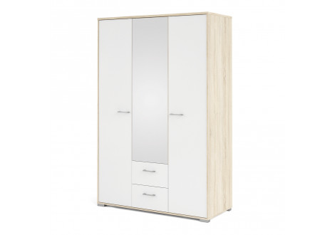 Armoire HOMELINE chêne et blanc brillant