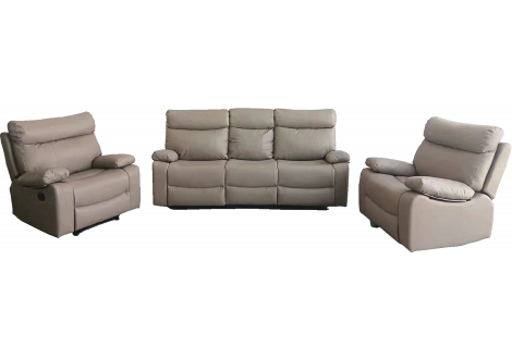 Salon 3 pièces MAXIME simili cuir taupe relax