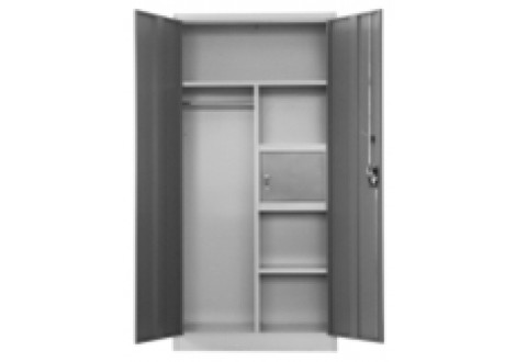 Vestiaire 2 portes métal LARGEUR 90 cm multi-fonctions gris clair & portes gris foncé VD-2M