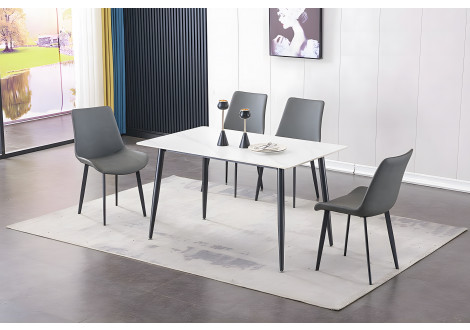 Table SINTRA décor marbre blanc et 4 chaises