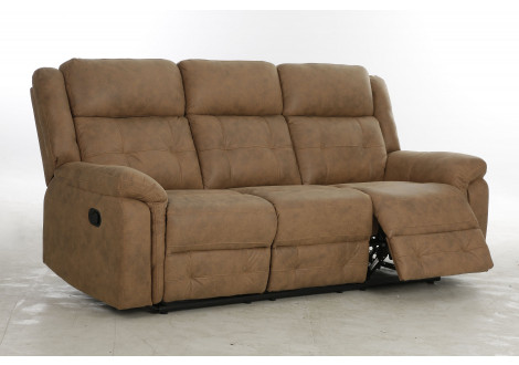 Canapé relax MELBOURNE relax 3 places tissu marron clair