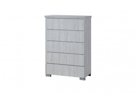 Commode 5 tiroirs ALBA chêne clair relief