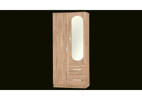 Armoire ANNA 2 portes miroir décor chêne doré