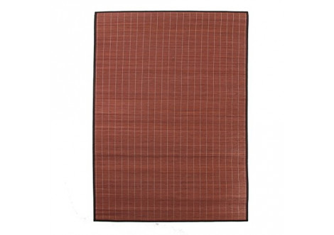 Tapis en bambou fines lattes et ganse chocolat L120 P170