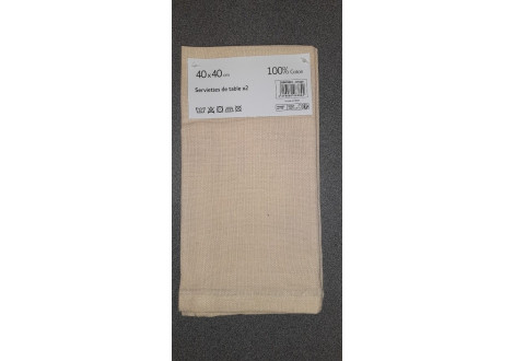 Serviette unie Beige 40x40 cm le lot de 2