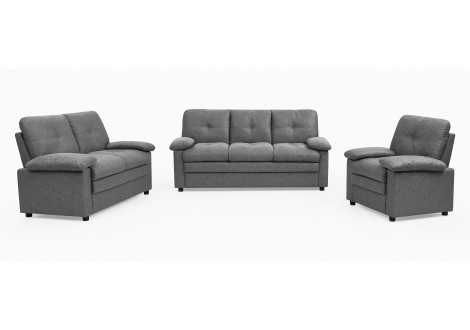 Salon BELA 3 pièces tissu gris anthracite