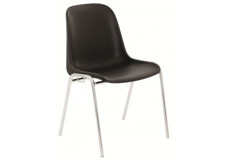 chaise ELENA plastique noir/piètement chromé