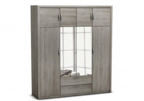 Armoire PLUTON chêne HUDSON 8 portes 2 miroirs 2 tiroirs