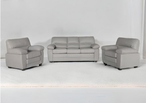 Salon 3 pièces CHICAGO gris: 1 canapé 3 places + 2 fauteuils 1 place