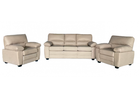 Salon 3 pièces CHICAGO Beige: 1 canapé 3 places + 2 fauteuils 1 place