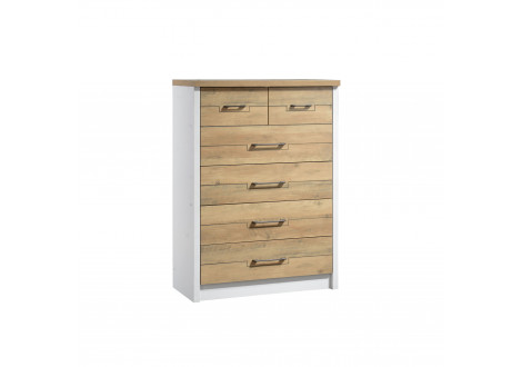 Chiffonier Julie 6 tiroirs chêne doré et blanc