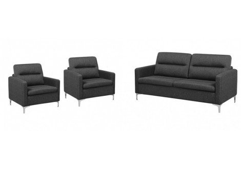 Salon 3 pièces CLARK  GRIS : 1 canapé 3 places + 2 fauteuils 1 place