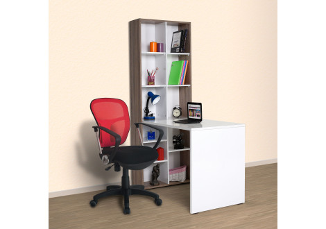Bureau BIBO 6 niches noyer et blanc