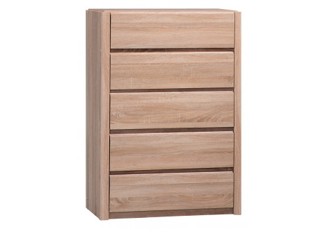 Commode haute 5 tiroirs MARISSA chêne clair