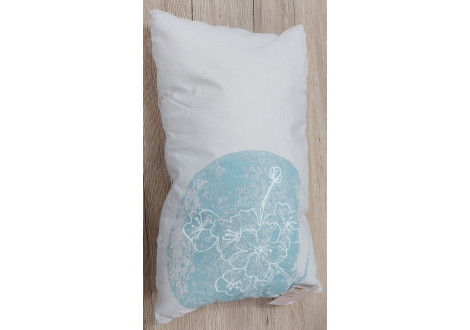 Coussin imprimé HIBISCUS bleu