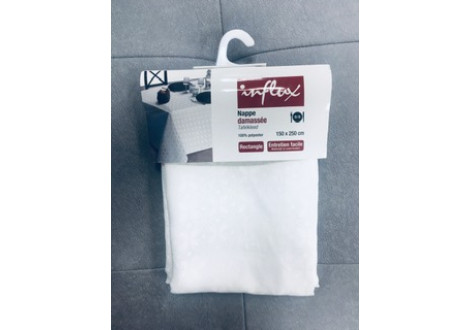 Nappe rectangle Damassée 150x300 blanche