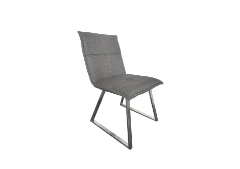 Chaise CHARLISE tissu gris foncé et pieds en inox brossé