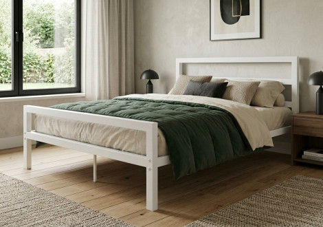 Lit 160x200 DIVANA métal blanc avec sommier métal