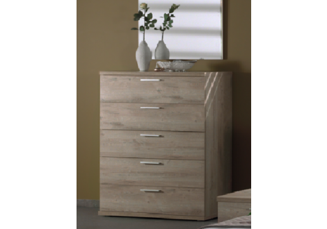 Commode EMMA 5 tiroirs chêne cuneo
