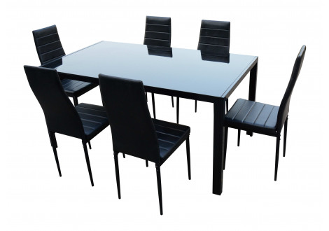 Ensemble 1 table + 6 chaises LUXOR noir