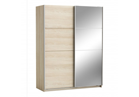 Armoire FAST chêne shannon 2 portes coulissantes et miroir