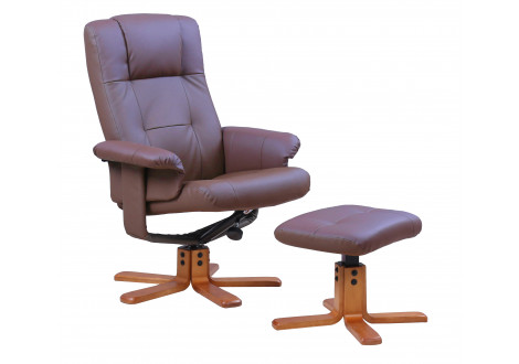 Fauteuil relax+repose-pieds NEW YORK marron clair