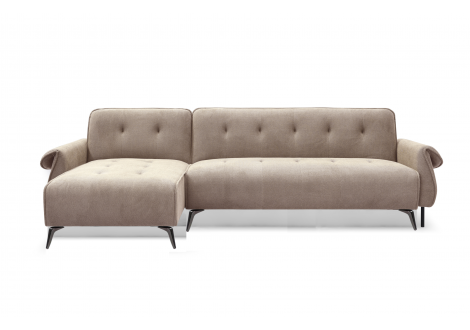 Salon d'angle convertible FLORA tissu marron