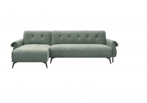 Salon d'angle convertible FLORA tissu vert