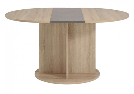 Table ronde avec allonge FUMAY chêne brut/béton L145 cm 