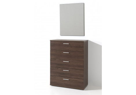 Commode haute 5 tiroirs GAEL noyer
