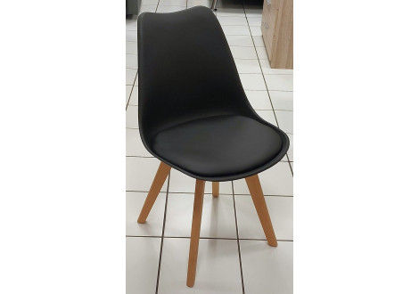 Chaise de salle à manger HELSINKI noir et pieds bois